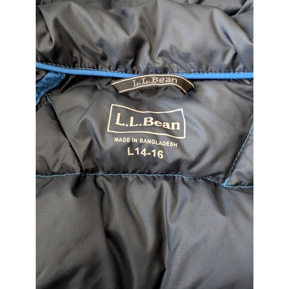 L.L. Bean Kids Ultralight 650 Down Hooded Jacket Size L (14-16) - Blue - Picture 13 of 14